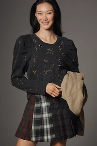 Pilcro Puff-Sleeve Embellished Top