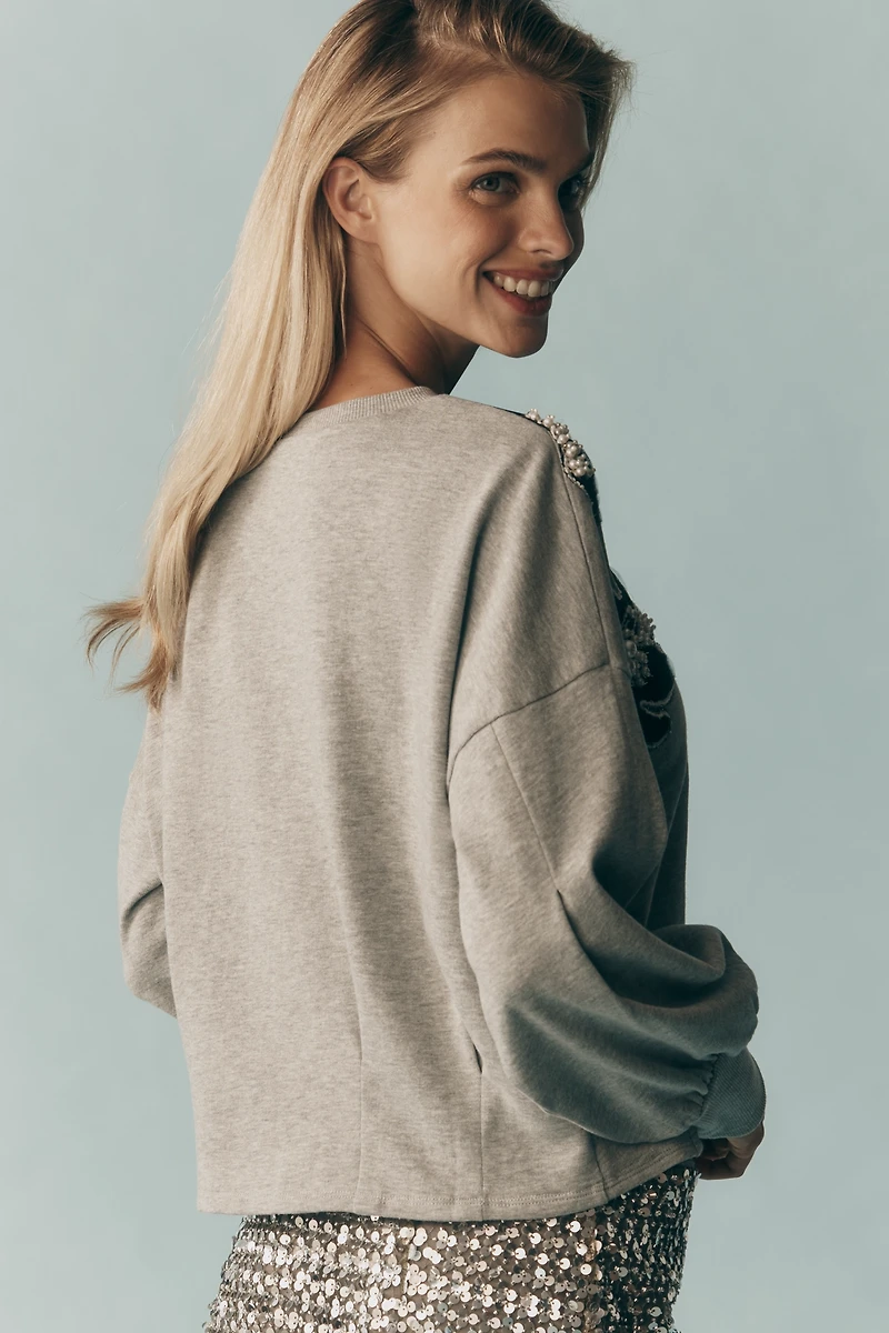 Ollari Deco Floral Embellished Pullover
