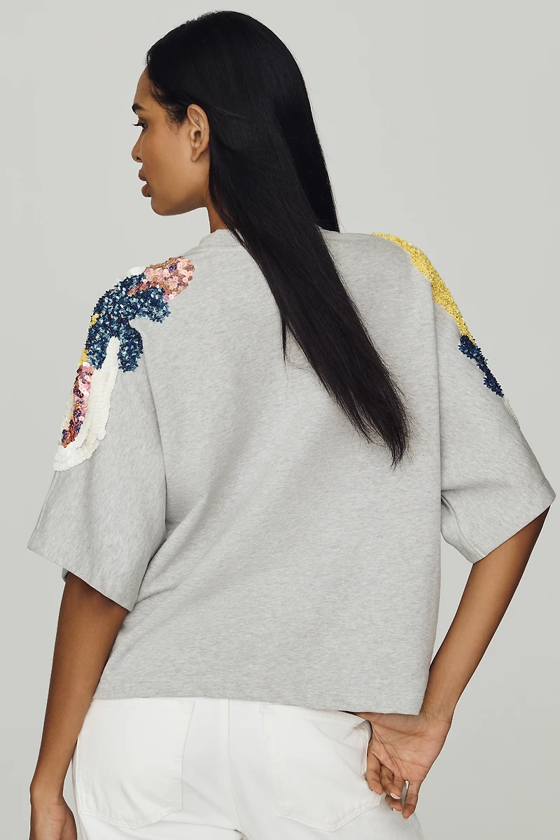 Essentiel Antwerp Jadda Embellished Short Sleeve Sweatshirt