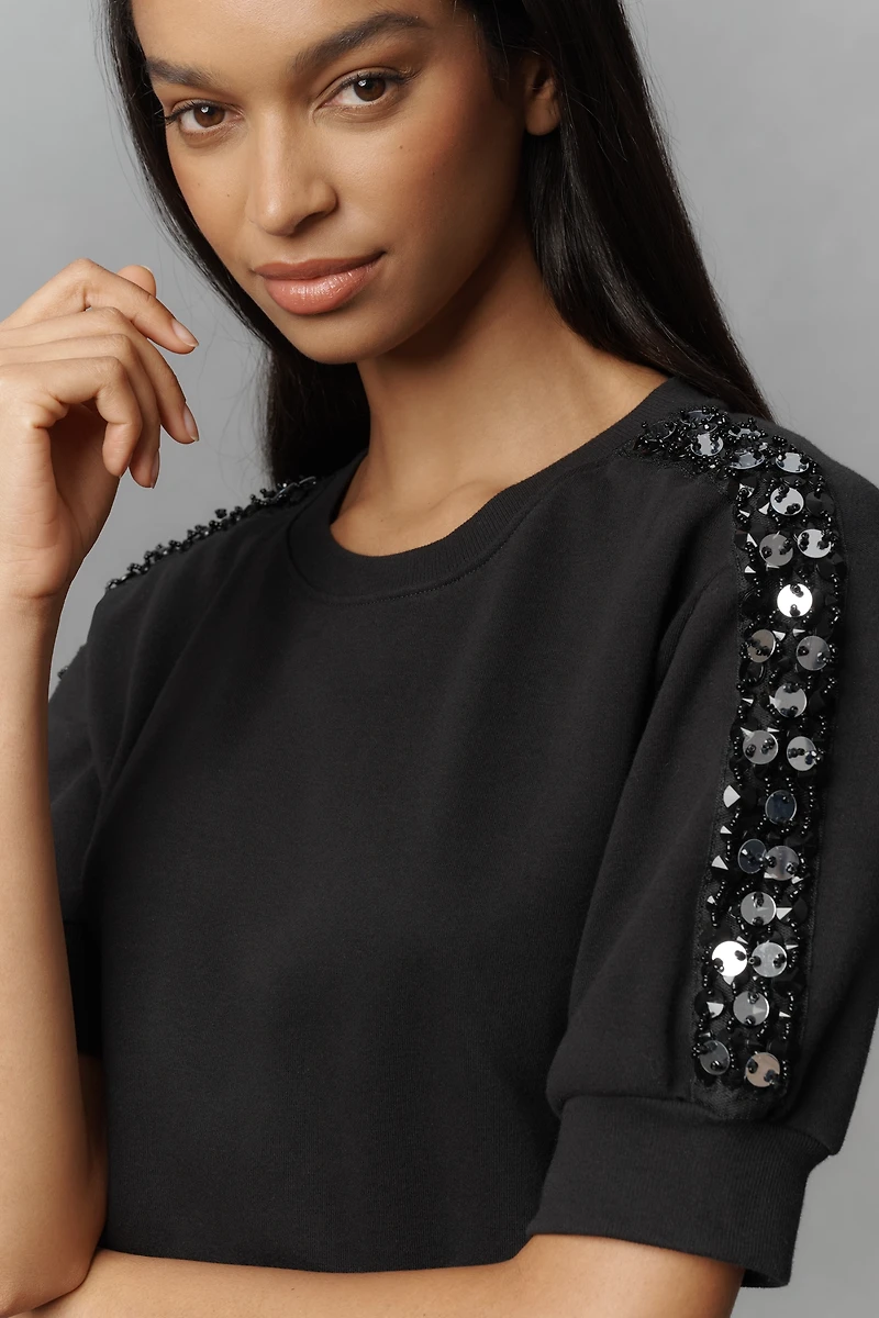 Maeve Decorated Shoulder Sweatshirt