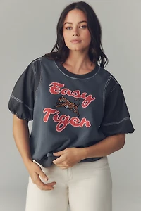 Pilcro Short-Sleeve Easy Tiger Graphic Sweatshirt