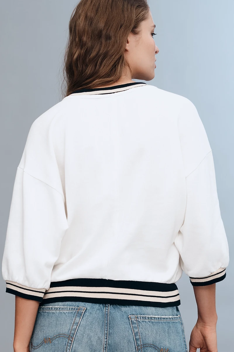 Pilcro Beaded Varsity Crew-Neck Tee