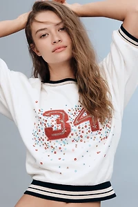Pilcro Beaded Varsity Crew-Neck Tee