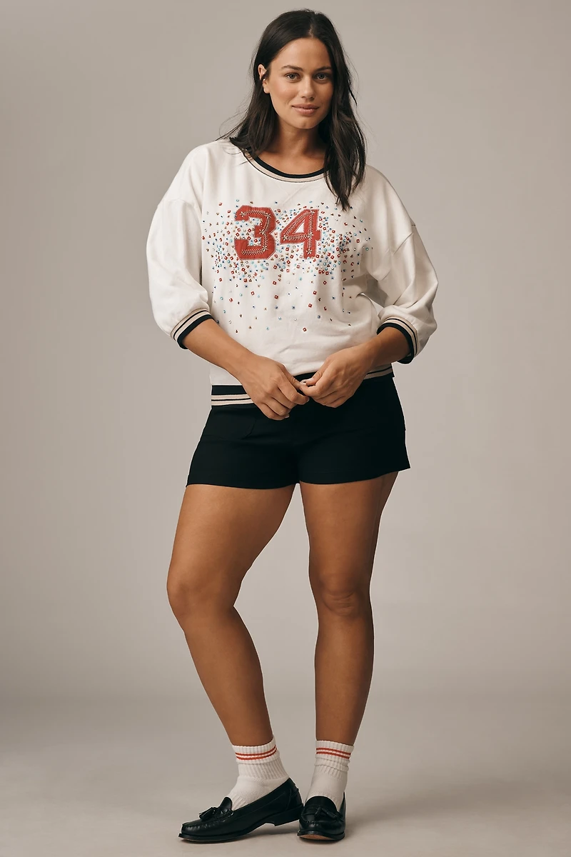 Pilcro Beaded Varsity Crew-Neck Tee