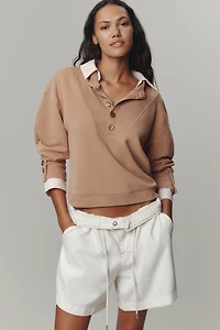 By Anthropologie Embroidered Layered Twofer Pullover