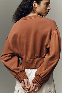 By Anthropologie Ribbed Crop Cotton Sweater