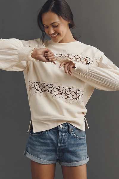 By Anthropologie Floral Cutwork Pullover
