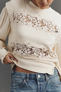 By Anthropologie Floral Cutwork Pullover
