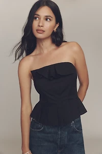 Porridge Ruffled Peplum Strapless Corset Top