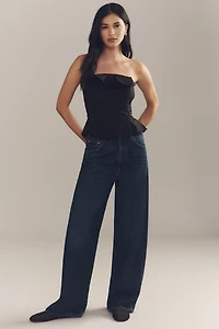Porridge Ruffled Peplum Strapless Corset Top