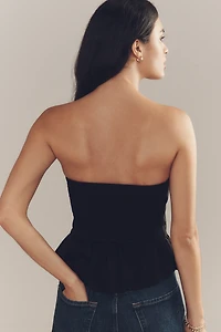 Porridge Ruffled Peplum Strapless Corset Top