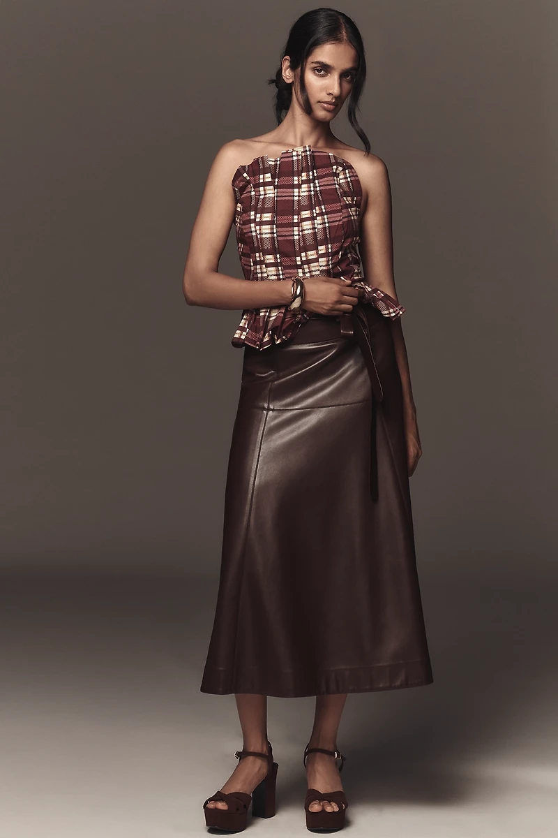 Porridge Ruffled Peplum Strapless Corset Top