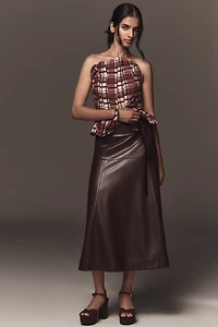Porridge Ruffled Peplum Strapless Corset Top