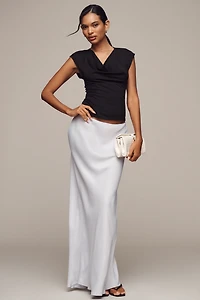 Porridge Short-Sleeve Cowl-Neck Back-Cutout Top