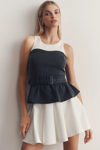 Porridge Ribbed Belted Tank Top