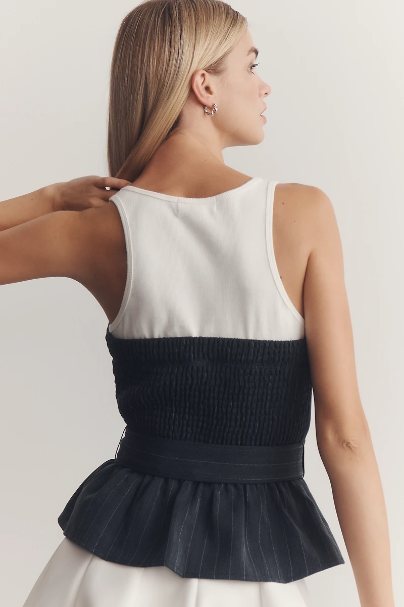 Porridge Ribbed Belted Tank Top