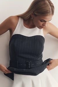 Porridge Ribbed Belted Tank Top
