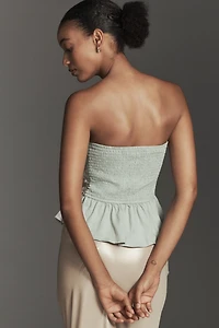 Porridge Strapless Pleated Peplum Top
