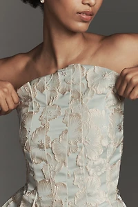 Porridge Strapless Pleated Peplum Top
