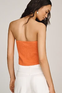 Porridge Cotton Strapless Twist Bow Top