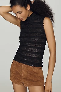 By Anthropologie Lace Ruffle Tank