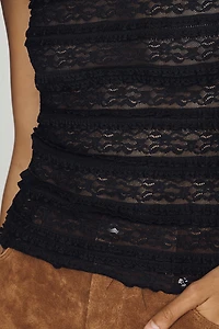 By Anthropologie Lace Ruffle Tank