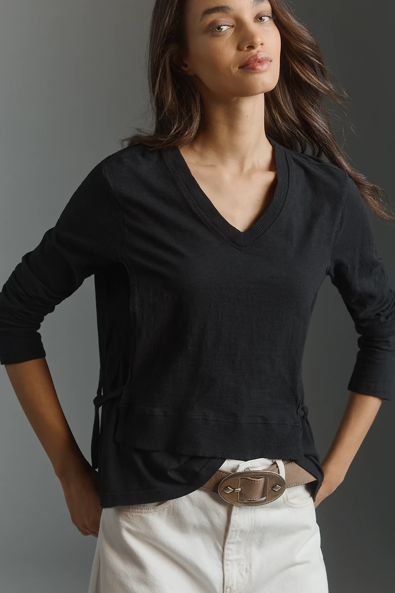 Wilt Long-Sleeve Mixed Media Double Layer Top