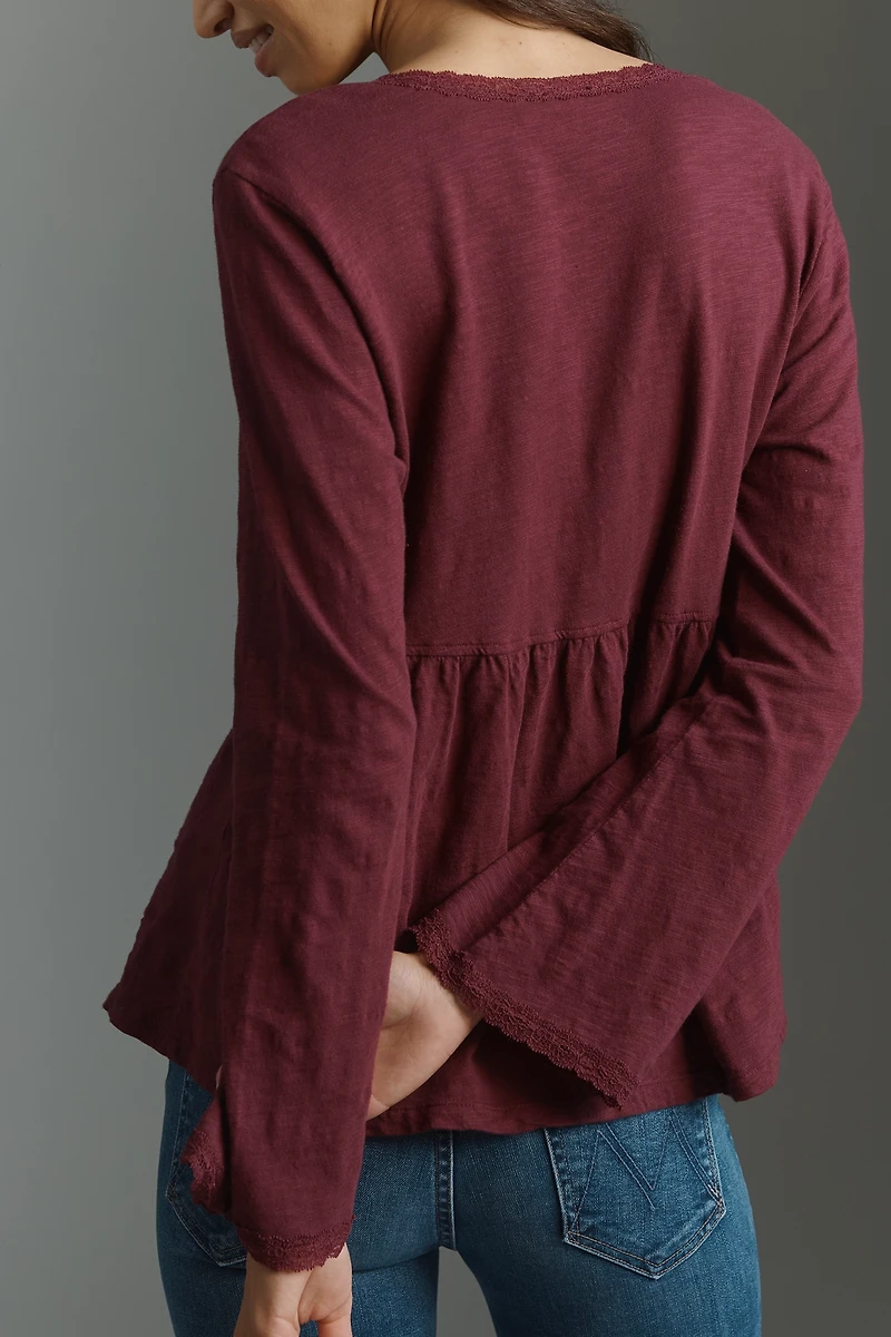 Wilt Long-Sleeve V-Neck Empire Seam Top
