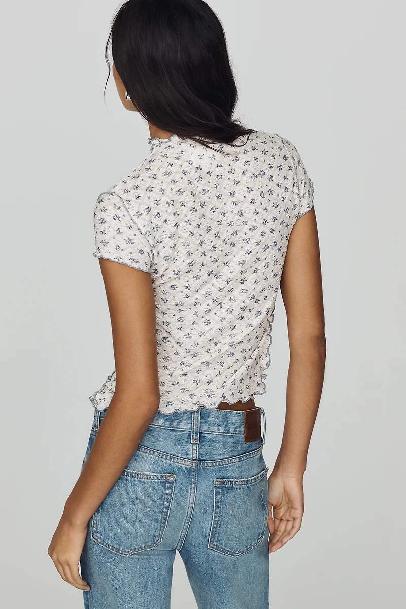 By Anthropologie Mock-Neck Ditsy Top