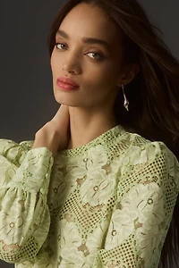 Dolan Left Coast Mock-Neck Lace Blouse