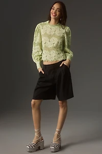 Dolan Left Coast Mock-Neck Lace Blouse