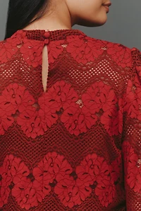 Dolan Left Coast Mock-Neck Lace Blouse