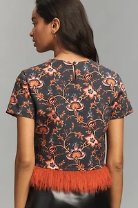 Dolan Left Coast Printed Faux-Fur Top