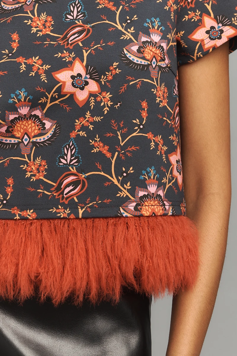 Dolan Left Coast Printed Faux-Fur Top
