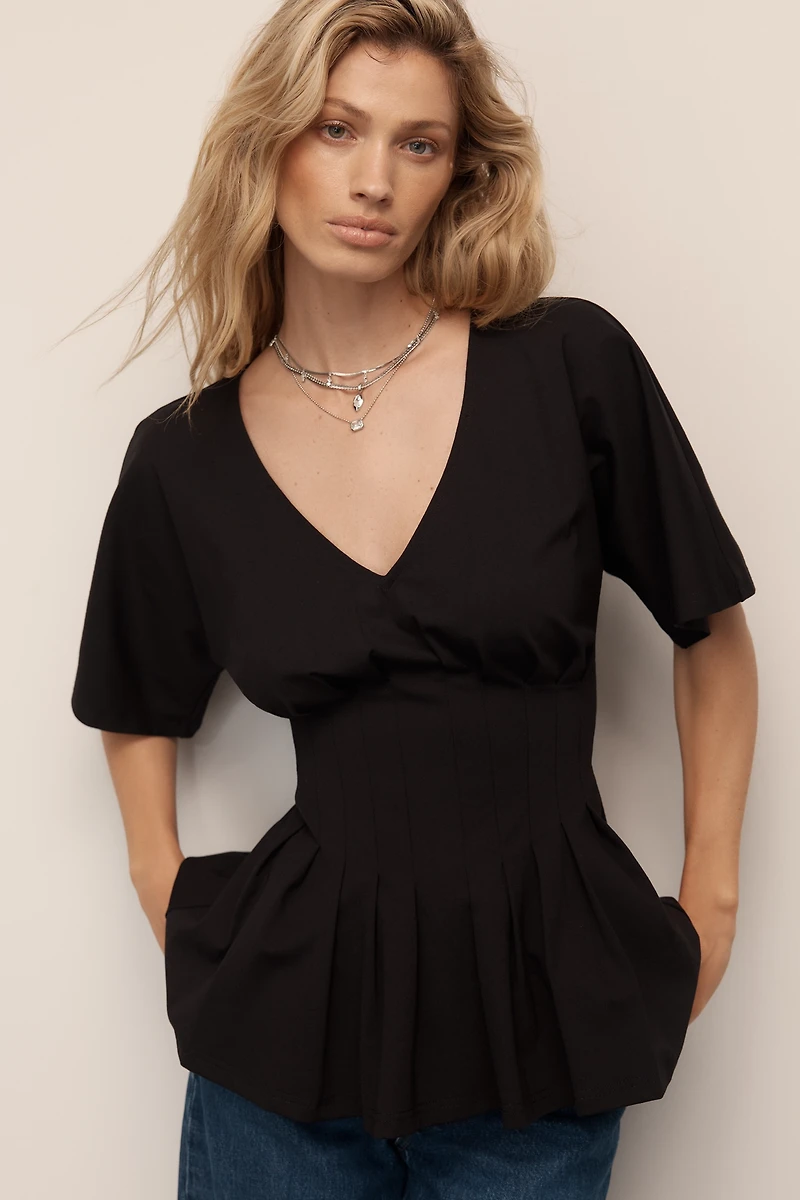 Dolan Left Coast Pleated Peplum Top