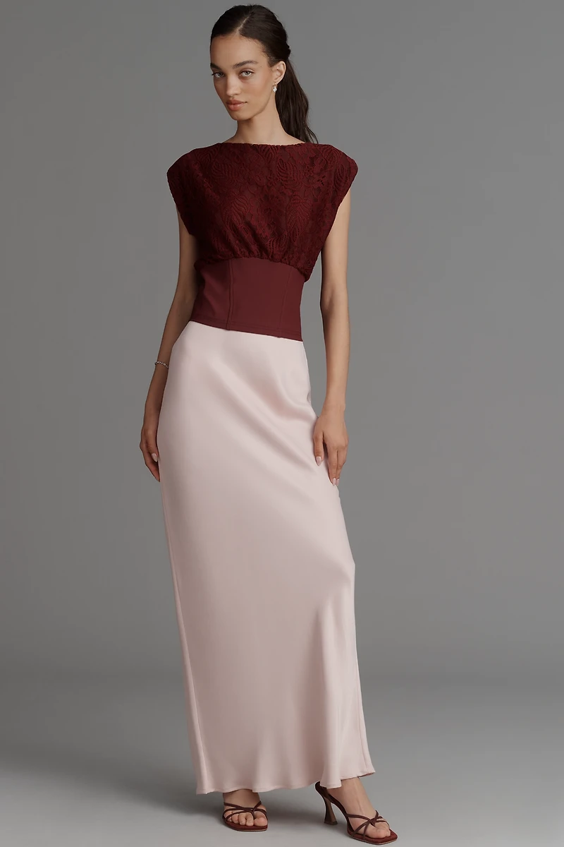 Dolan Left Coast Boat-Neck Cinched Lace Top