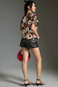 Dolan Left Coast Flower Appliqué Sheer Tee