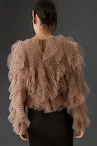 Dolan Left Coast Mesh Ruffle Blouse