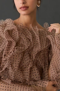 Dolan Left Coast Mesh Ruffle Blouse