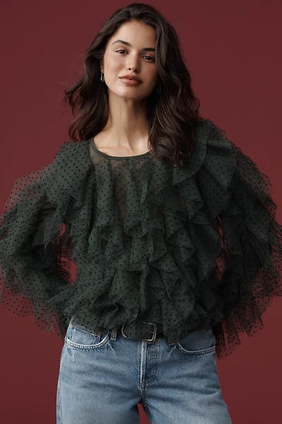 Dolan Left Coast Mesh Ruffle Top