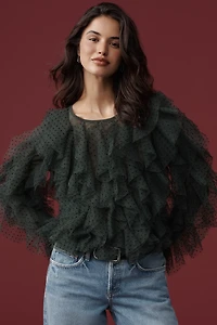 Dolan Left Coast Mesh Ruffle Top