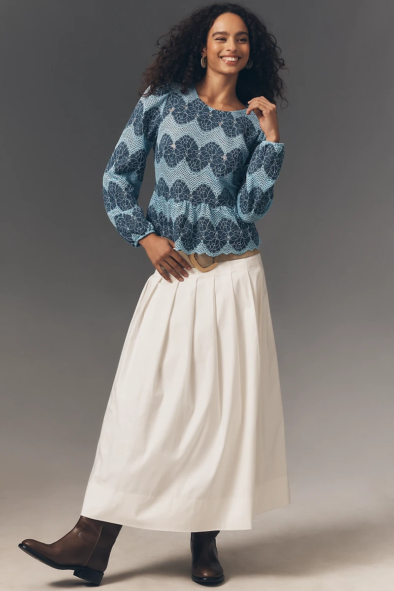 Dolan Left Coast Peplum Lace Blouse