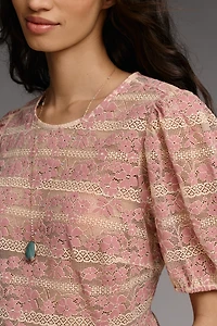 Dolan Left Coast Lace Stripe Peplum Top