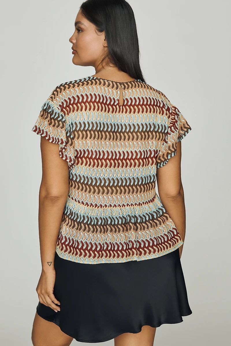Dolan Left Coast Crochet Peplum Tee