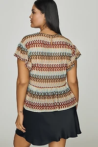 Dolan Left Coast Crochet Peplum Tee