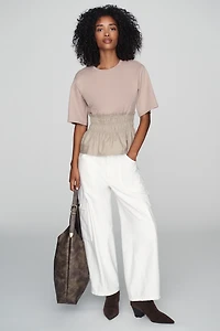 Dolan Left Coast 100% Cotton Smocked Peplum Tee