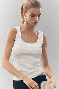 By Anthropologie Crystal Bow Tank Top