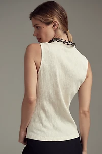 Nation Los Angeles Pearl Ruffle-Neck Top