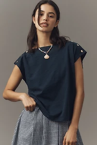 Nation Los Angeles Brooks Boat-Neck Snap Tee