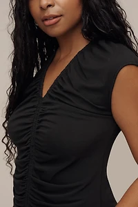 Nation Los Angeles Dona V-Neck Ruched Top